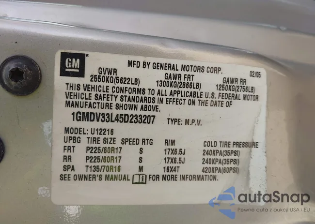 1GMDV33L45D233207: 44608968