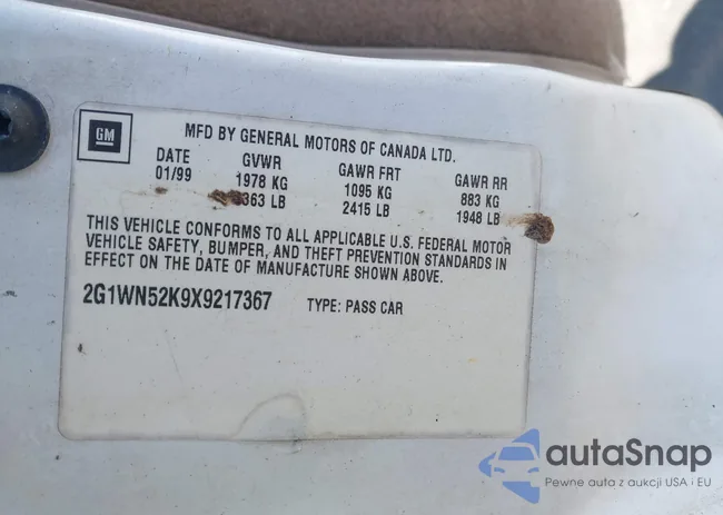 2G1WN52K9X9217367: 44609002