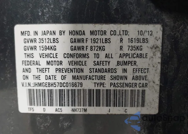 JHMGE8H57DC016679: 44608085