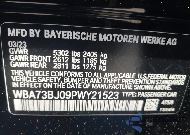 WBA73BJ09PWY21523: 44608102