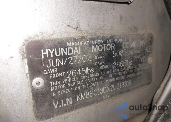 KM8SC13DX2U318316: 44609507