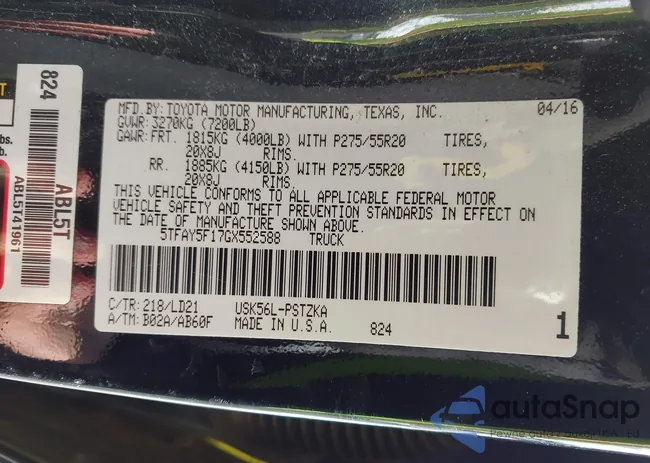 5TFAY5F17GX552588: 44609573