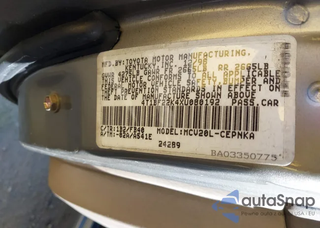 4T1BF22K4XU080192: 44609583