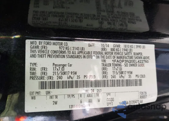 1FADP3N20EL422760: 44609727