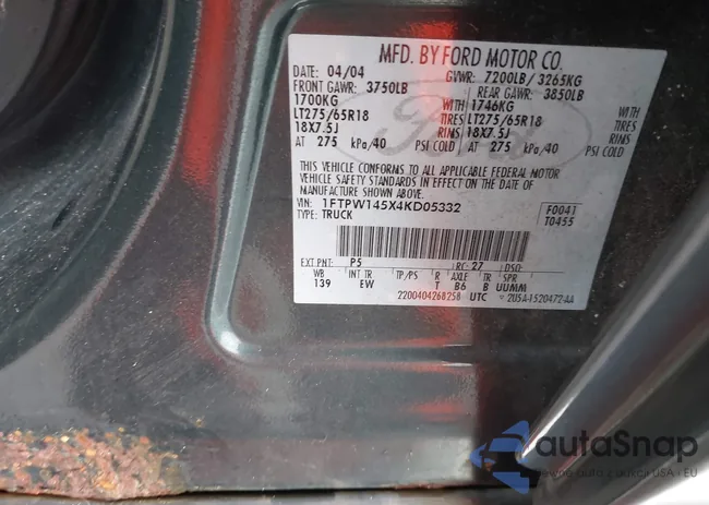 1FTPW145X4KD05332: 44609883