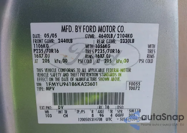 1FMYU94186KA23601: 44609951