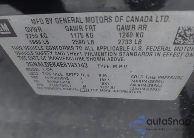 2GNALDEK4E6193143: 44610019