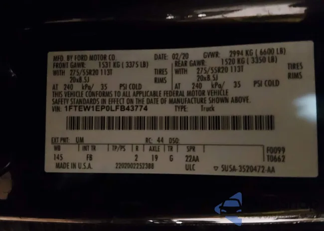 1FTEW1EP0LFB43774: 44609106