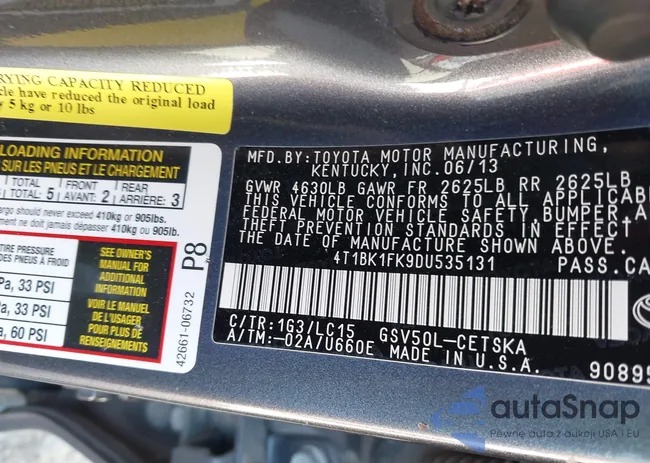 4T1BK1FK9DU535131: 44609271