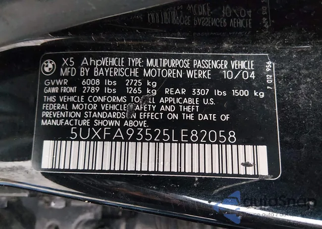 5UXFA93525LE82058: 44610725