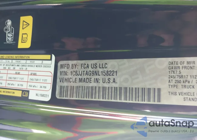 1C6JJTAG9NL158221: 44610748