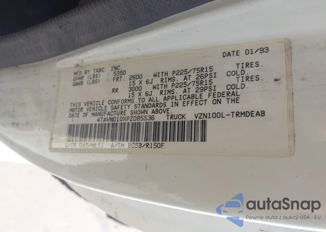 4TAVN01DXPZ085536: 44610444