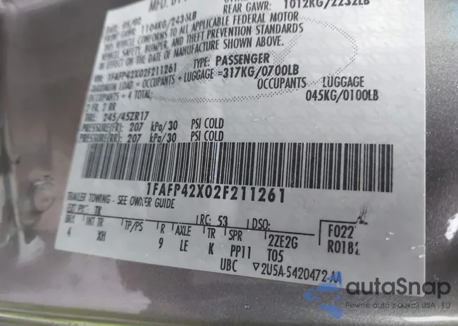 1FAFP42X02F211261: 44611547
