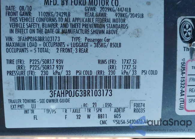 3FAHP0JG3BR103173: 44611969