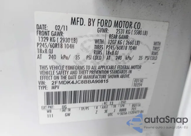 2FMDK4JC8BBA90815: 44611064