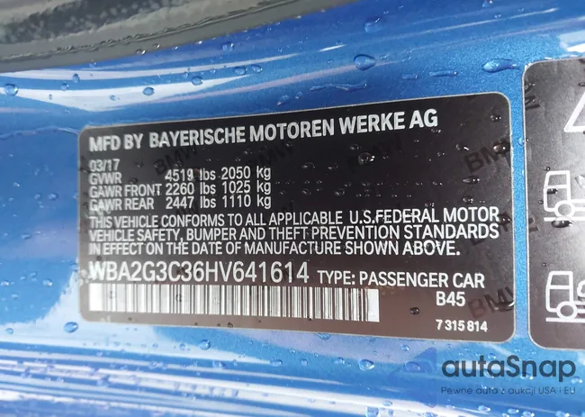 WBA2G3C36HV641614: 44612857