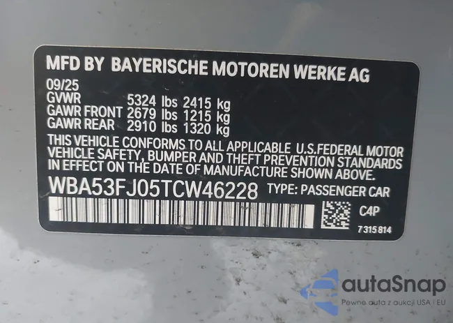 WBA53FJ05TCW46228: 44613688