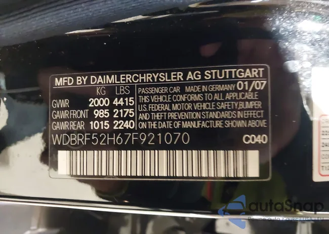 WDBRF52H67F921070: 44613249