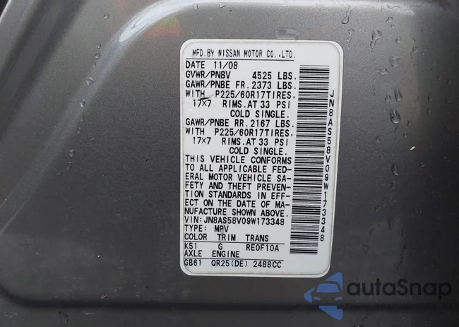 JN8AS58V09W173348: 44613282