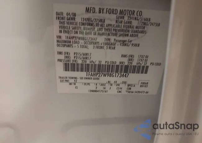 1FAHP27W98G173447: 44614123