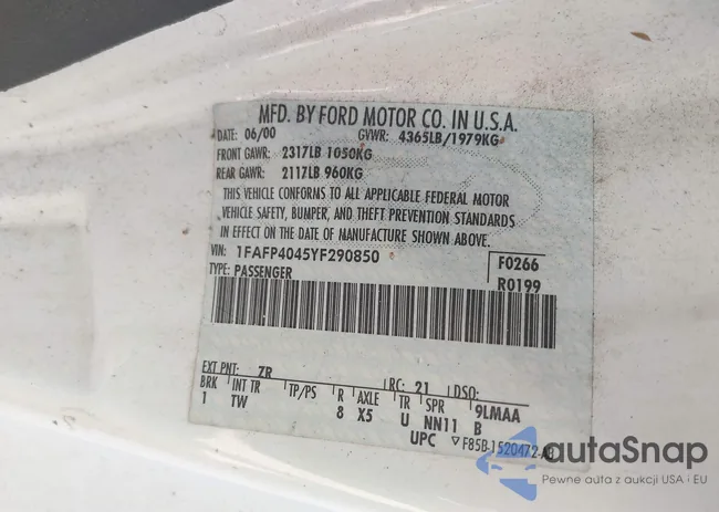 1FAFP4045YF290850: 44615217