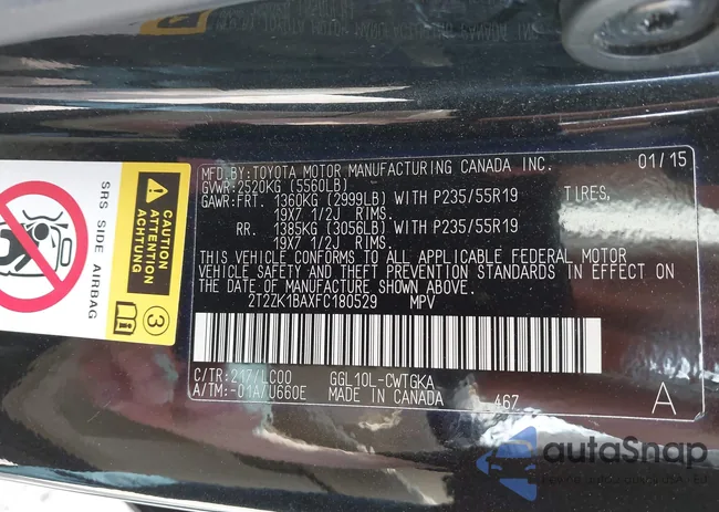 2T2ZK1BAXFC180529: 44616422