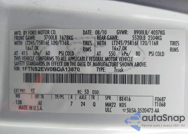 1FTNS2EW0BDA13870: 44616517