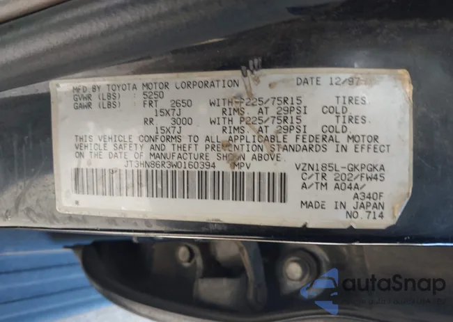 JT3HN86R3W0160394: 44617427