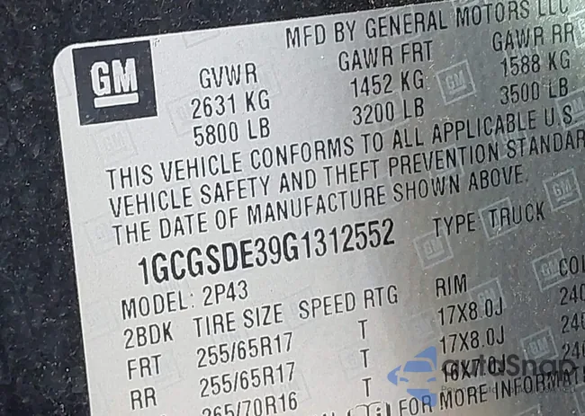 1GCGSDE39G1312552: 44617563