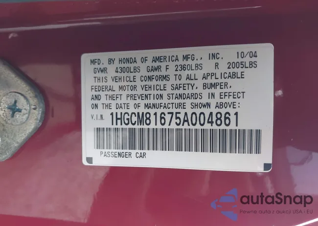 1HGCM81675A004861: 44617675