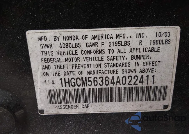 1HGCM56364A022411: 44617778