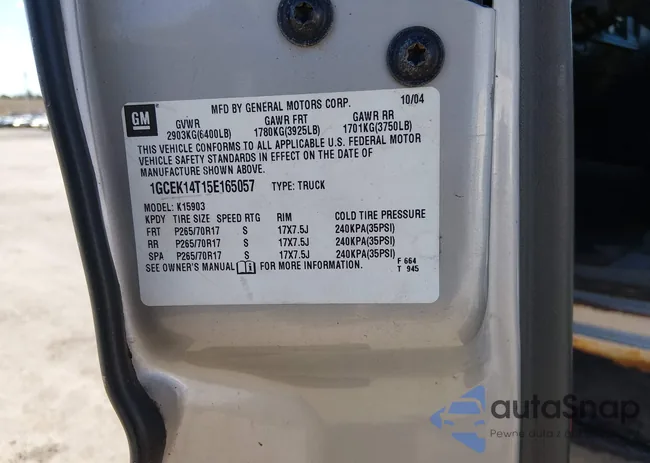 1GCEK14T15E165057: 44617161