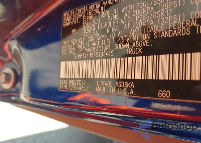 5TBBT44156S483445: 44617349