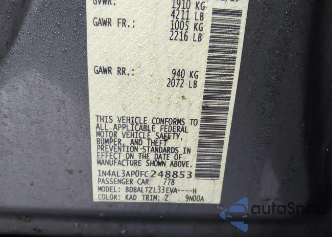 1N4AL3AP0FC248853: 44618545