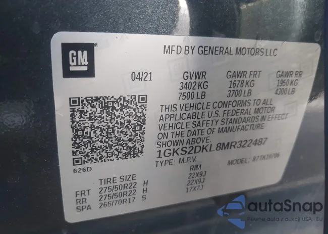 1GKS2DKL8MR322487: 44618062