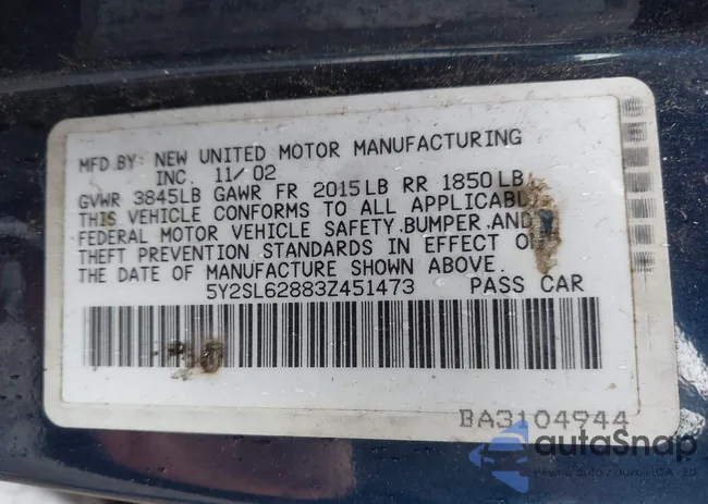 5Y2SL62883Z451473: 44619735