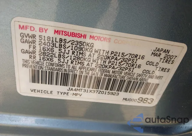 JA4MT31X37Z015923: 44619902