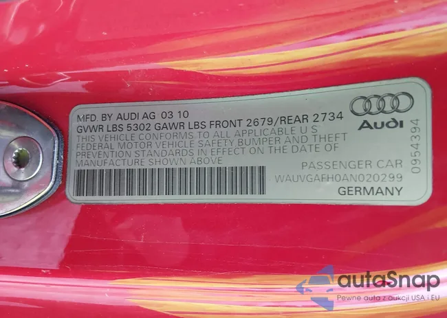 WAUVGAFH0AN020299: 44620000