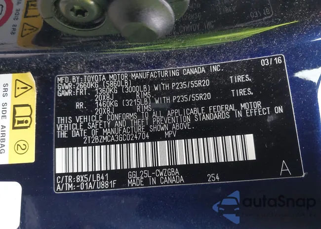 2T2BZMCA3GC024704: 44619066