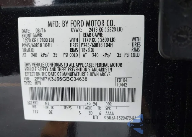 2FMPK3J96GBC34638: 44619306