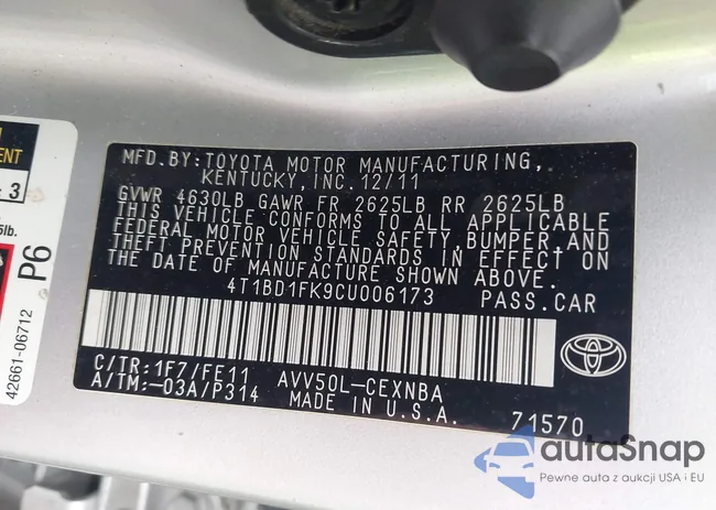 4T1BD1FK9CU006173: 44619347