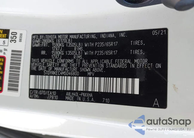 5TDYRKEC4MS046800: 44620505