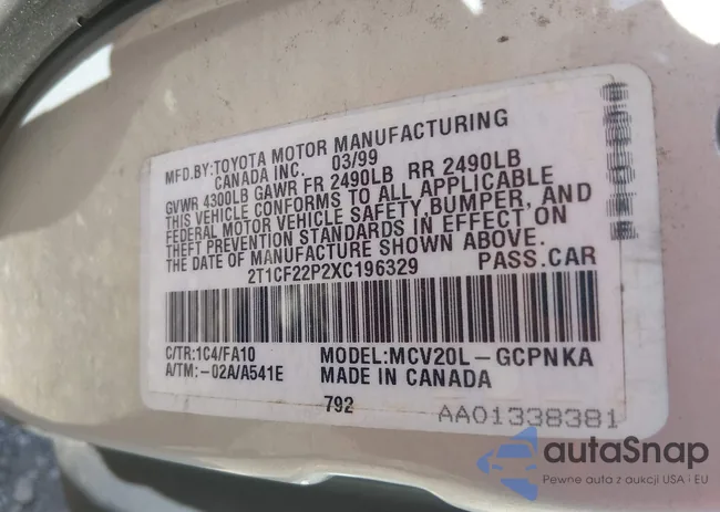 2T1CF22P2XC196329: 44620709