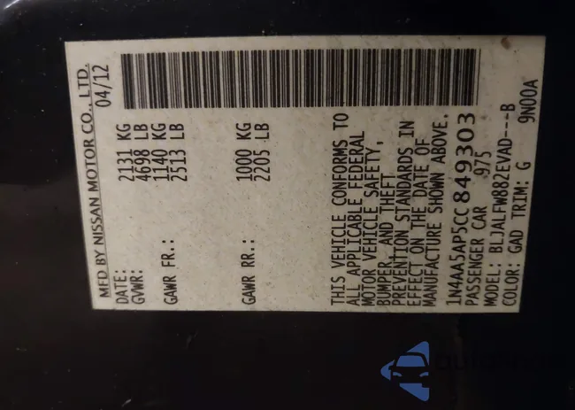 1N4AA5AP5CC849303: 44620823