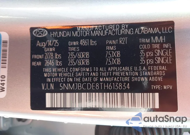 5NMJBCDE8TH613834: 44620870