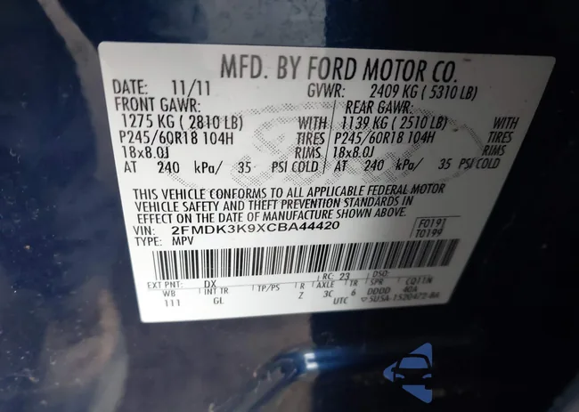 2FMDK3K9XCBA44420: 44620932