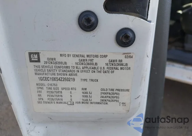 1GCEC19X54Z260219: 44621668