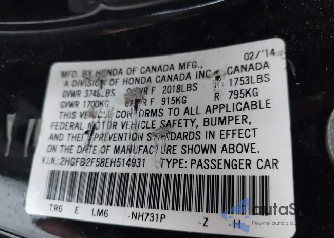 2HGFB2F58EH514931: 44621326