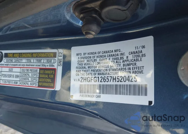 2HGFG12657H520425: 44622536