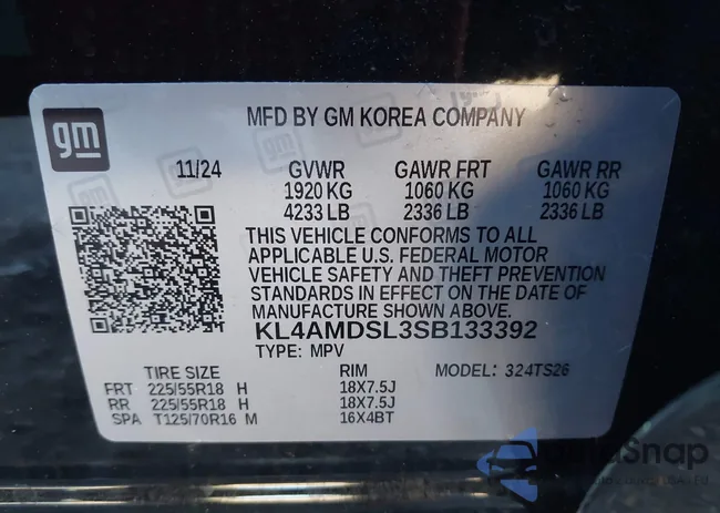 KL4AMDSL3SB133392: 44622590